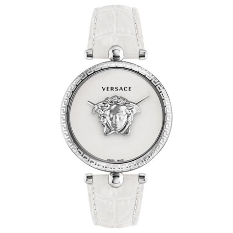 Versace Palazzo Empire Silver Leather Strap Watch 